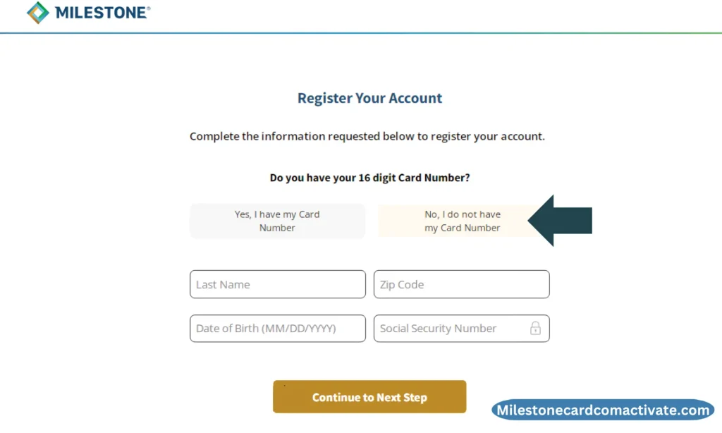 Milestone Credit Card Registration